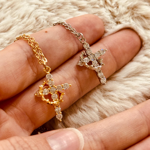 Handmade Cross Crown Necklace